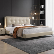 欧派床双人1.8x2米欧式大床卧室床意式轻奢真皮床奶油风床简
