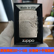 Zippo芝宝12年韩版ZBT-1-33B古银镶钻侧十字架贴章打火机