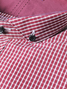 纯棉长袖衬衫威可红色格子，扣领尖领修身四季时尚100%棉衬衣