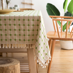 格子餐桌布小方格网红绿色高级感简约现代风，客厅茶几餐厅桌布