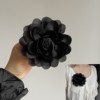 黑色大花朵胸针高质感气质缎面布艺花朵胸花超美外套配饰别针夹子