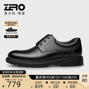 ZRO零度男鞋商务休闲鞋春季男士系带轻质黑色手工真皮皮鞋