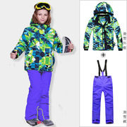 跨境电商PHIBEE菲比小象儿童滑雪服男童冲锋衣套装户外服装两件套