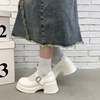 日系玛丽珍女鞋2024春秋，鞋子女白色小皮鞋，厚底高跟鞋粗跟单鞋