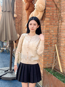内搭打底衫女韩版修身型米白色洋气羊毛针织衫低圆领长袖套头上衣