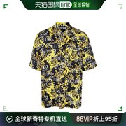 香港直邮versacejeans范思哲男士巴洛克印花短袖衬衫