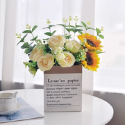 向日葵假花花束仿真花摆设客厅餐桌，花艺装饰花，摆件干花轻奢高端