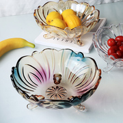 轻奢欧式现代创意家用客厅水晶玻璃水果盘茶几大气糖果盘收纳盘