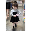 韩国童装女童连衣裙春秋款，2024洋气宝宝时尚，韩版儿童拼接长袖裙子