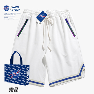 NASA潮牌2024夏季反光条纹运动短裤男款美式篮球复古休闲中裤