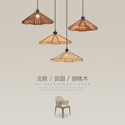餐厅吊灯日式民宿侘寂风卧室书房，小吊灯创意，个性木质茶室吧台灯具