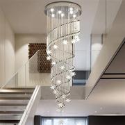 楼梯吊灯长吊灯现代简约客厅创意个性别墅，复式环形楼梯灯水晶
