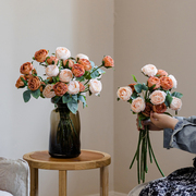 仿真保加利亚玫瑰客厅装饰花摆件，餐桌花摆设件绢干卉商业软装造景
