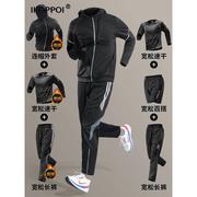 跑步运动套装男士春秋季加绒训练衣服健身速干衣晨跑足球厚五件套