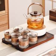 日式玻璃花茶壶茶杯套装蜡烛加热下午茶具煮茶炉泡茶水果茶养生壶