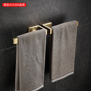 不锈钢毛巾环轻奢拉丝金色壁挂式擦手巾挂架卫生间晾毛巾杆免