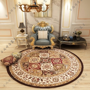 欧美风格复古圆形地毯土耳其波斯床边地毯客厅，卧室书房家用地毯垫