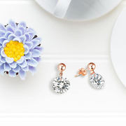 韩版时尚精致超闪3克拉仿真钻石耳钉锆石水晶耳环，耳坠情人节礼物