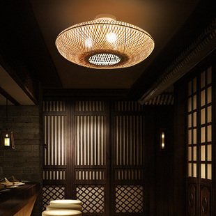 日式竹编吸顶灯中式禅意民宿创意简约客厅卧室饭店餐厅包厢吸顶灯