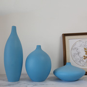 中式花瓶摆件新中式客厅插花瓶陶瓷餐桌玄关禅意家居装饰蓝色花器