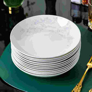 骨瓷盘子套装家用8英寸菜盘深盘饭盘汤盘陶瓷餐盘，菜碟10只装圆形