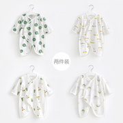 新生婴儿衣服夏季纯棉，0长袖3月和尚蝴，蝶衣薄款哈衣初生宝宝连体衣