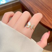 蝴蝶锆石开口戒指女轻奢高级感时尚气质，小众设计食指指环可调节