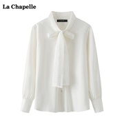 拉夏贝尔lachapelle法式系带，衬衫女春季气质长袖衬衣上衣