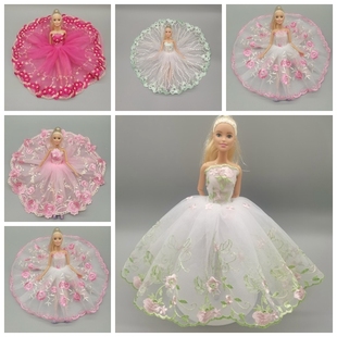 30厘米正版娃娃，女童玩具换装婚纱礼服，拖尾裙时装套装