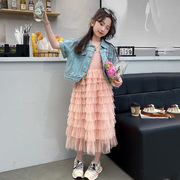 女童夏季套装儿童牛仔衣连衣裙子两件套2024洋气时髦韩版夏装