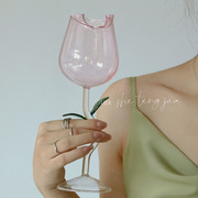 泽滕家创意玫瑰玻璃高脚杯，高硼硅杯红酒杯，女生可爱杯子结婚礼物
