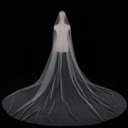 高档珍珠头纱新娘结婚礼用仪式长款拖尾白色头纱，单层有发梳钉珠纱