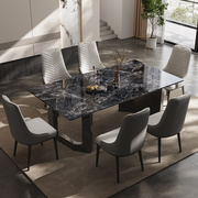 轻奢意式岩板餐厅桌子现代简约高端超晶石长方形西餐桌大户型饭桌
