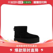 香港直邮潮奢 Ugg 女士黑色绒面革经典款迷你防水台短靴