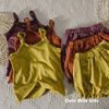 森女系！女童夏套装2023年夏季洋气韩国竹节棉女宝两件套吊带短裤