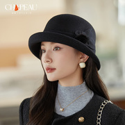 羊毛帽子女款冬季保暖复古法式冬天帽，子女洋气时髦显脸小礼帽