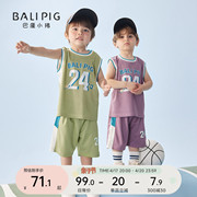儿童运动套装篮球服男童夏装，中大童薄款短袖两件套女宝宝夏季衣服