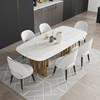 铁艺大理石餐桌长方形简约现代4人6小户型饭桌家用北欧餐桌椅组合