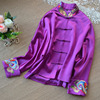 春季女士唐装中国风绣花外套刺绣复古盘扣宽松长袖上衣紫色