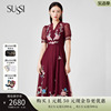 SUSSI/古色24夏商场同款刺绣短袖喜婆婆婚宴装连衣裙女