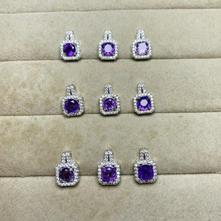 天然紫水晶吊坠女款包包，项链锁骨链，日韩时尚潮人配饰百搭饰品礼物