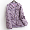 紫色相拼圆领双口袋单排扣短外套冬季长袖淑女百搭羽绒服N232
