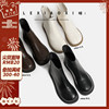 乐小希弹力裸靴2023年韩版瘦瘦靴低跟马丁靴，秋冬平底短靴子女