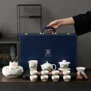 德化白瓷功夫茶具套组简约陶瓷，家用送礼泡茶壶，茶杯茶盘整套茶具