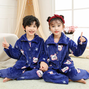 秋冬季儿童睡衣男童法兰绒，女童珊瑚绒，可爱网红长袖家居服套装