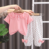 女童套装夏季短袖2024夏装洋气时髦薄款儿童网红宝宝纯棉衣服