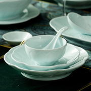 景德镇釉下彩青瓷碗盘，家用组合菜盘子菜碟米饭碗面，碗高温陶瓷餐具