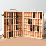 64格木质精油盒精油包装盒 收纳手提箱 纯实木 松木