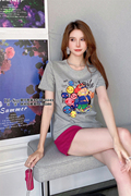di-sui夏季女士卡通加菲猫，图案印花短袖t恤35543