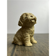 黄杨木创意动物手把件实木可爱狗雕刻工艺品生肖木雕摆件经典泰迪